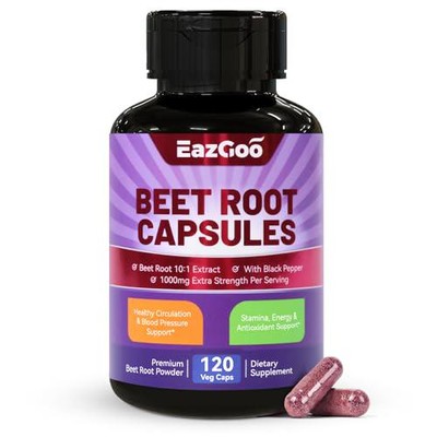 EAZGOO Beet Root Capsules 1000mg Per Serving, Supports Nitric Oxide Production -