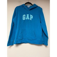 Gap Blue Logo Hoodie Sweatshirt Long Sleeve Pocket Pullover Size L