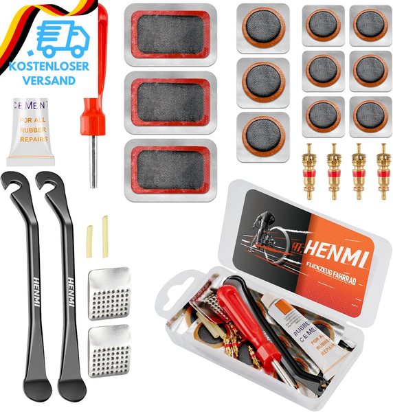 Henmi Fahrrad Flickzeug Set, Tragbar Flickset Fahrradreifen Mit Reifenreparaturk-image