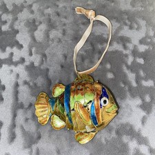 Cloisonné Enamel Articulated Tropical Fish Ornament Rainbow Colors Rare!
