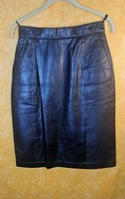 Vintage Wilsons Y2K Black Leather Pencil Slit Skirt 10 Punk Rock Grunge, Biker