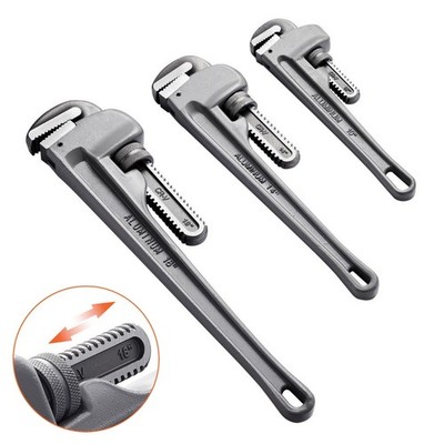 3X Heavy Duty Aluminum Straight Pipe Wrench Set 10'' 14'' 18'' Adjustable Plumbing