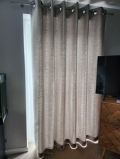 NEXT SILVER GREY METALLIC STRIPE EYELET CURTAINS 90 X 87/90