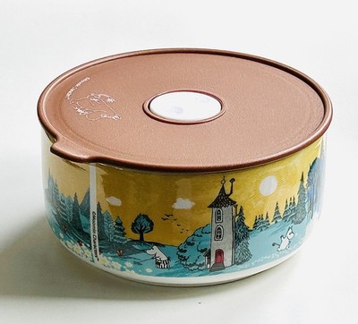 Lizenziertes Mumin Moominvalley Porzellan Frischhaltedose 900ml Silikondeckel