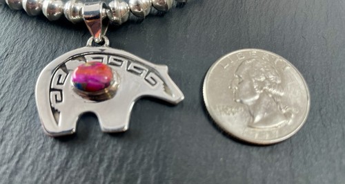 Sterling Silber Rosa Dahlie Bär Perlen Halskette - Bild 4 von 10