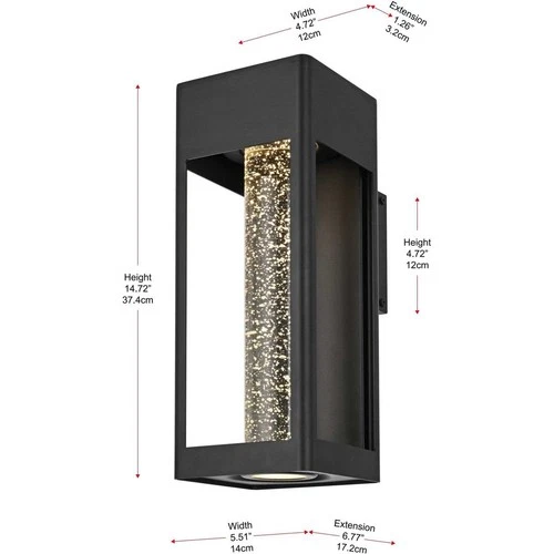 Elegant Lighting OD604W15BK Amaris 1 Light 15 inch Black Outdoor Wall Sconce - Picture 8 of 8