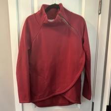 Athleta Women's Mock Neck 1/4 Zip Pullover Long Sleeve Red Polyester M