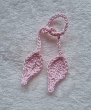 Handmade Crochet Pink Leaf Umbilical Cord Tie Newborn Girl 100% Cotton Mom