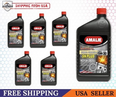 AMALIE High Mileage SAE 5W-30 Synthetic Blend Motor Oil 6 Gallons API SP GF-6A