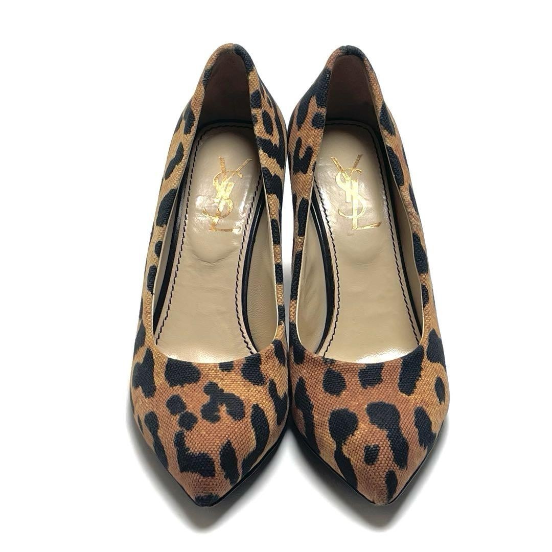 Yves Saint Laurent YSL decolte tacco EU 35 legno leopardato tacco grosso 101494K originale
