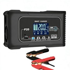 20-Amp Car Battery Charger for LiFePO4 & Lead-Acid,12V/24V Maintainer LCD Screen