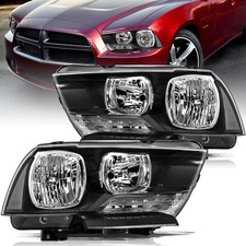 Headlamp 2011-2014 Charger Black Housing Clear Reflector Waterproof Uv Resistant