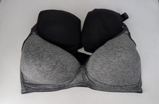 H&M Mama Padded Nursing Bras 2 PK Black/Grey UK 38D LN062 KK 13