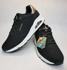 New Woman Size 10 Skechers Uno - Shimmer Away Slip-On Shoes Black 