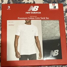 New Balance Premium Cotton Crew Neck Tee 3-Pack Men s M White/Gray/Black
