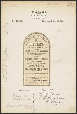 Photo:H H Warner Tippe Tonic Bitters Trademark 1883 Rochester NY
