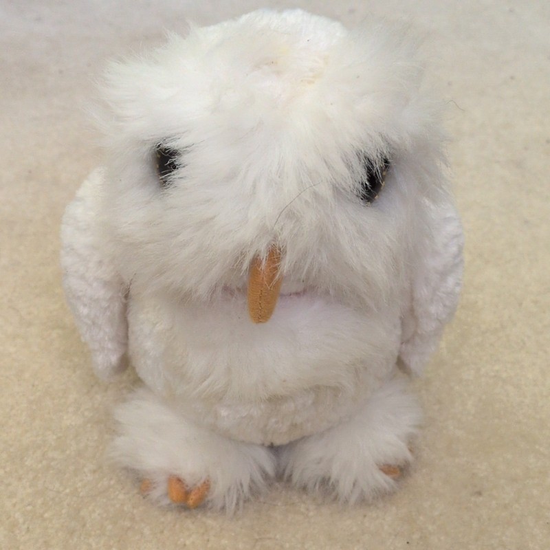White Owl Plush Stuffed Animal, Soft Small 6-14 in w/ Red Yellow Scarf