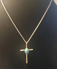Vintage Speidel Sterling Turquoise Cross Necklace!!
