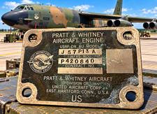 Pratt Whitney J-57 Turbo Jet Engine Data Plate- B-52