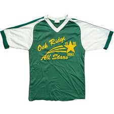 Vintage 1980 Oak Ridge All Stars Mesh Jersey Shirt Green White Medium