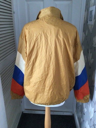 BNWT Bershka Mustard Yellow Blue Block Colour Shell Jacket Size Medium - Picture 2 of 2