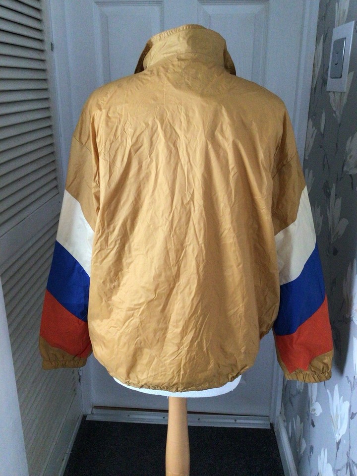 BNWT Bershka Mustard Yellow Blue Block Colour Shell Jacket Size Medium ...