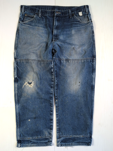 Dickies Carpenter Jeans Men’s 38x29 Blue Denim Double Knee Distressed Workwear