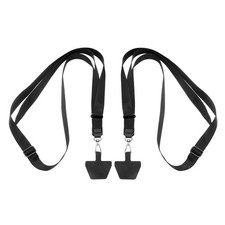 2Pcs Phone Lanyards, Adjustable Crossbody Neck Strap with Patch, Black Black