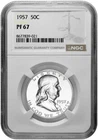 1957 50C Proof Silver Franklin Half Dollar NGC Graded PF 67 in New Holder