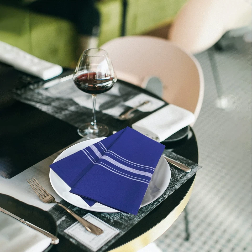Bistro Restaurant Stripe Cloth Napkins Set of 12, Commercial Quality 18 x 22 ... - Image 2 of 4