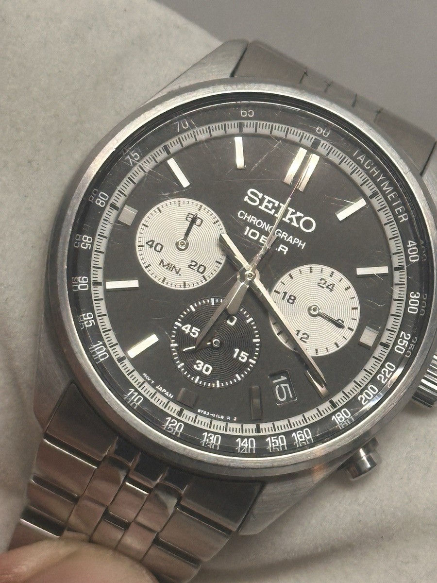 Seiko Quartz Watch 8T63-00W0 Men's 40mm Steel Condition black