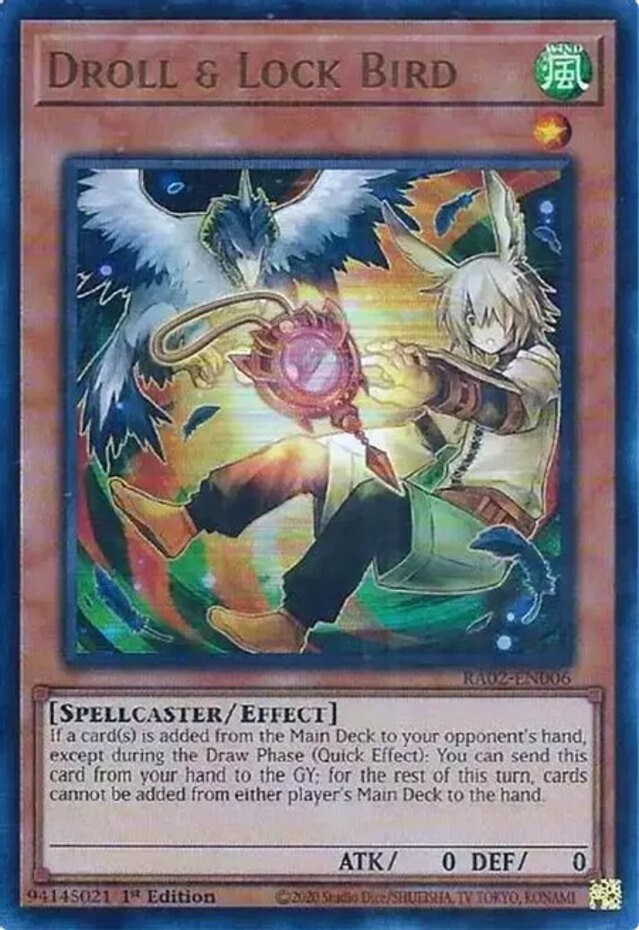 Droll & Lock Bird (Alternate Art) - RA02-EN006 - Super Rare - 1st Edition - Near