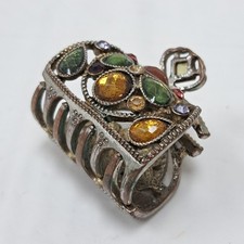 Vintage Silver Tone Jaw Claw Hair Clip Metal Claw Hair Clip With Jewels