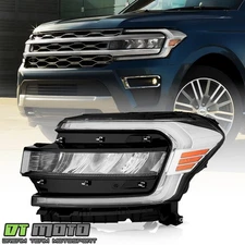 For 2022-2024 Ford Expedition w/ LED DRL Chrome Trim Headlight Headlamp Driver