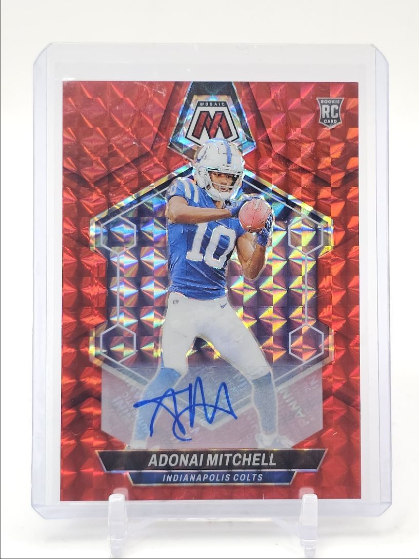 ADONAI MITCHELL 2024 MOSAIC ROOKIE AUTOGRAPH RED PRIZM RC AUTO /199 Q5818