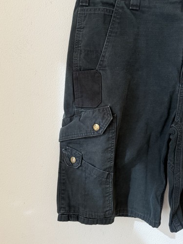 Pantalones Cortos Carpintero Para Hombres Carhartt B357 BLK Ripstop Carga 36 Raro Negro 11" Largo - Imagen 2 de 4