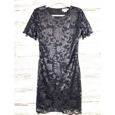 Molly Bracken Black Lace Overlay Cocktail Dress Womens M Evening Party