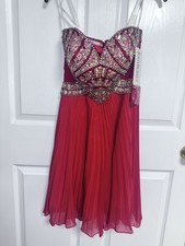 TONY BOWLS Sequin Rhinestone Embellished Red Cocktail Dress Size 4 NWT