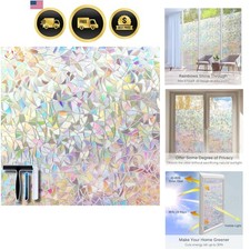 Window Privacy Film with Installation Tools, Static Window Clings Vinyl 3D De...