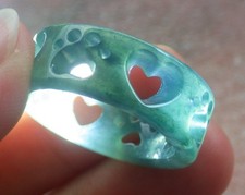 Video Certified Green A Jadeite Jade Heart Round Circle Ring NO. 9  419123