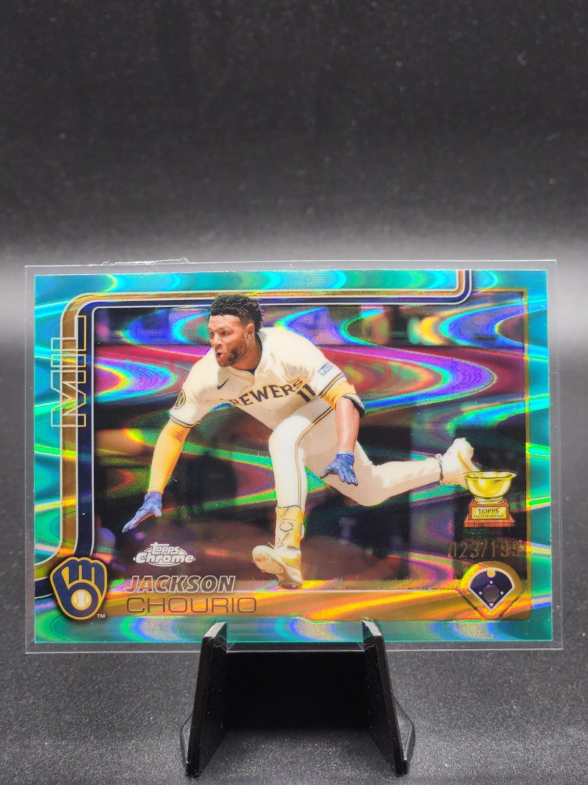 2025 Topps Chrome - Jackson Chourio (#262) Aqua Raywave Refractor /199