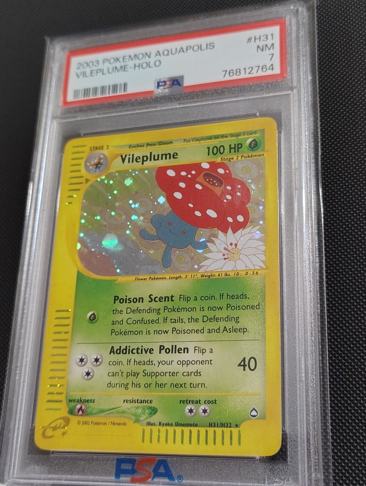 Pokemon Vileplume Aquapolis Holo Rare #H31 PSA 7
