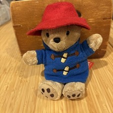 Paddington Bear Plush Rainbow Designs Blue Duffle Coat Red Hat 7"