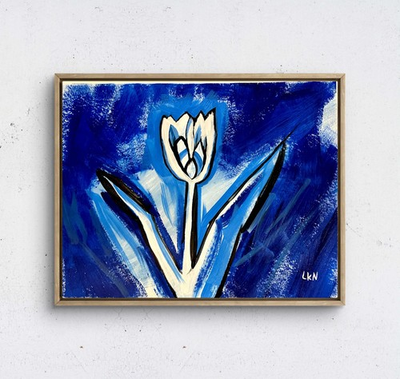 #ad Laeknapes 14x11 Original Abstract Paper Museum Home Painting Artwork Blue Rose $99.99