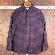 LL Bean Slightly Fitted Plaid Flannel Long Sleeve Navy Blue Maroon Mens 2XL XXL