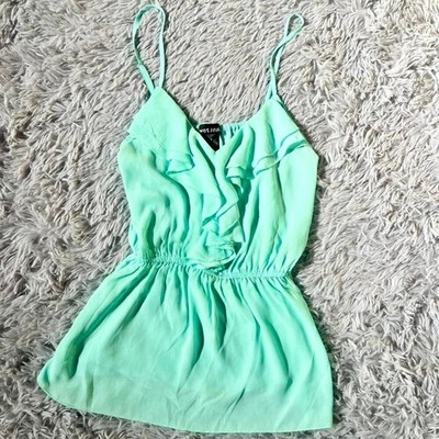 Teal Y2K 2000s Ruffle Fairycore Delicate Bright Barbie Babydoll Pixie Top