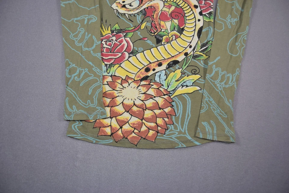 Ed Hardy Sudadera con Capucha Mujer XS Verde Serpiente Ligera Sudadera Tatuaje Cristiano Foto 2 de 4