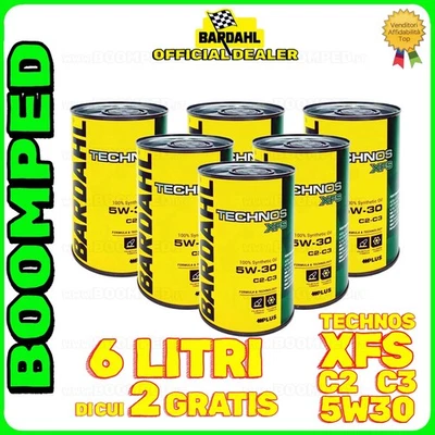 BARDAHL 6 LITRI Olio motore Auto Bardhal Technos XFS 5W-30 Sintetico C2-C3 342039 06BD63
