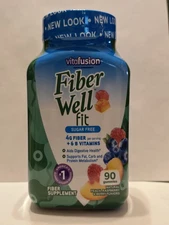 Vitafusion Fiber Well Fit Fiber B Vitamins Gummies Peach Berry 90ct 12/2025+