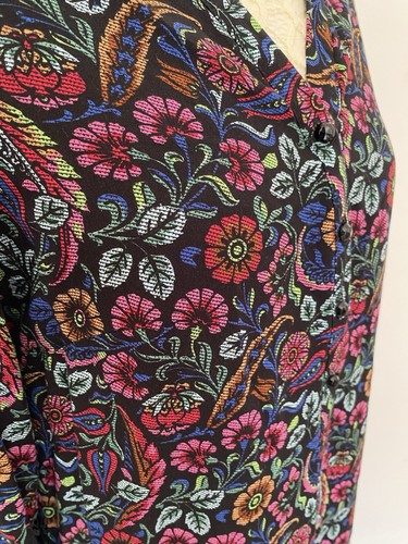 gdg actuel Summer Floral Dress Medium Shift Bright Colours On Black Maxi - Picture 3 of 7